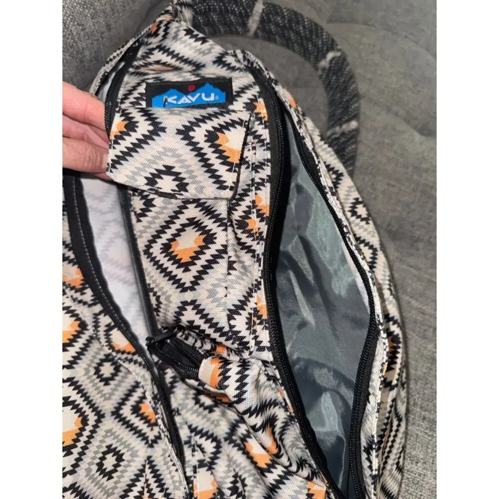 Kavu rope bag sling bag adjustable straps multi pockets Aztec prints